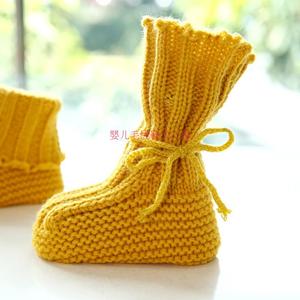 手工编织冬季毛线鞋子加厚系带婴儿鞋袜子男冬季 -6-  个月宝宝