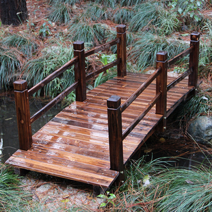 木桥 景观园艺流水小桥 木质小桥公园花园木桥碳化防腐景观实木桥