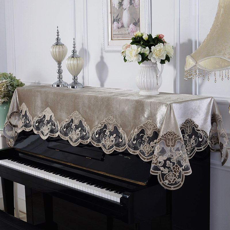 蕾丝钢琴罩半罩欧式钢琴巾盖巾刺绣布艺钢琴套防尘钢琴罩全罩