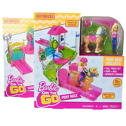 正版芭比之马儿舞步角色扮演女孩轨道骑马情景娃娃套装玩具FHV66