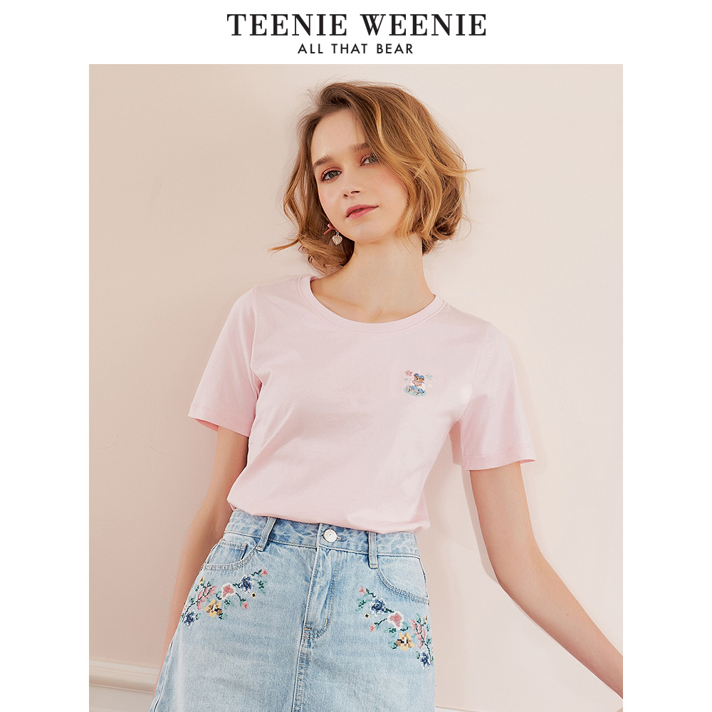 TeenieWeenie小熊夏季新款女装圆领纯色短袖t恤上衣宽松半袖