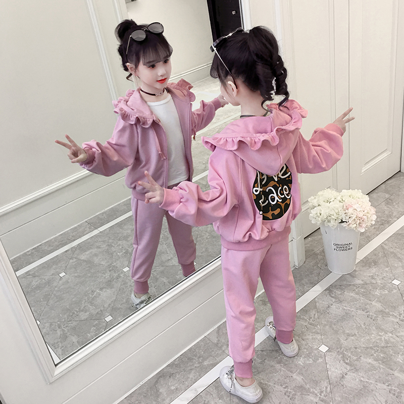 女童春装2019新款韩版时尚套装春秋儿童中大童时髦洋气长袖两件套