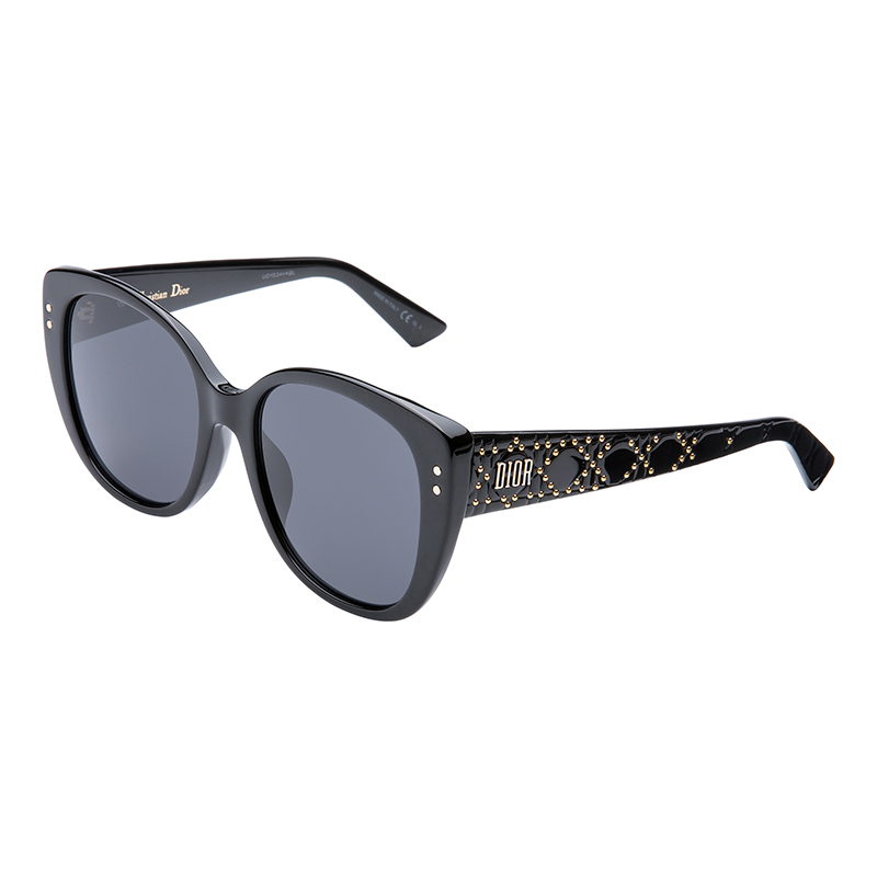 DIOR新款女士板材眼镜纯黑色时尚太阳镜LADYDIORSTUDS4F-807IR