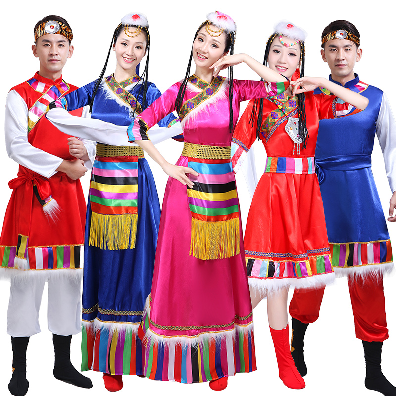藏族舞蹈服饰表演出衣服装女水袖卓玛少数民族风套装藏式广场舞台