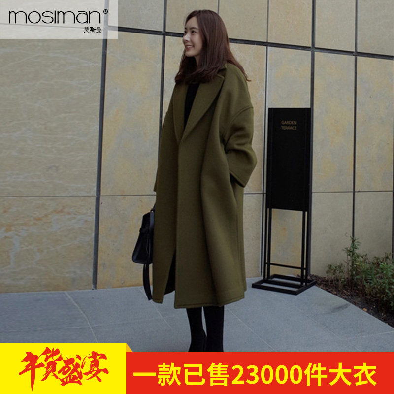 冬季黑色毛呢外套加厚大码韩版呢子大衣女士外套焦糖色中长款女装毛呢大衣