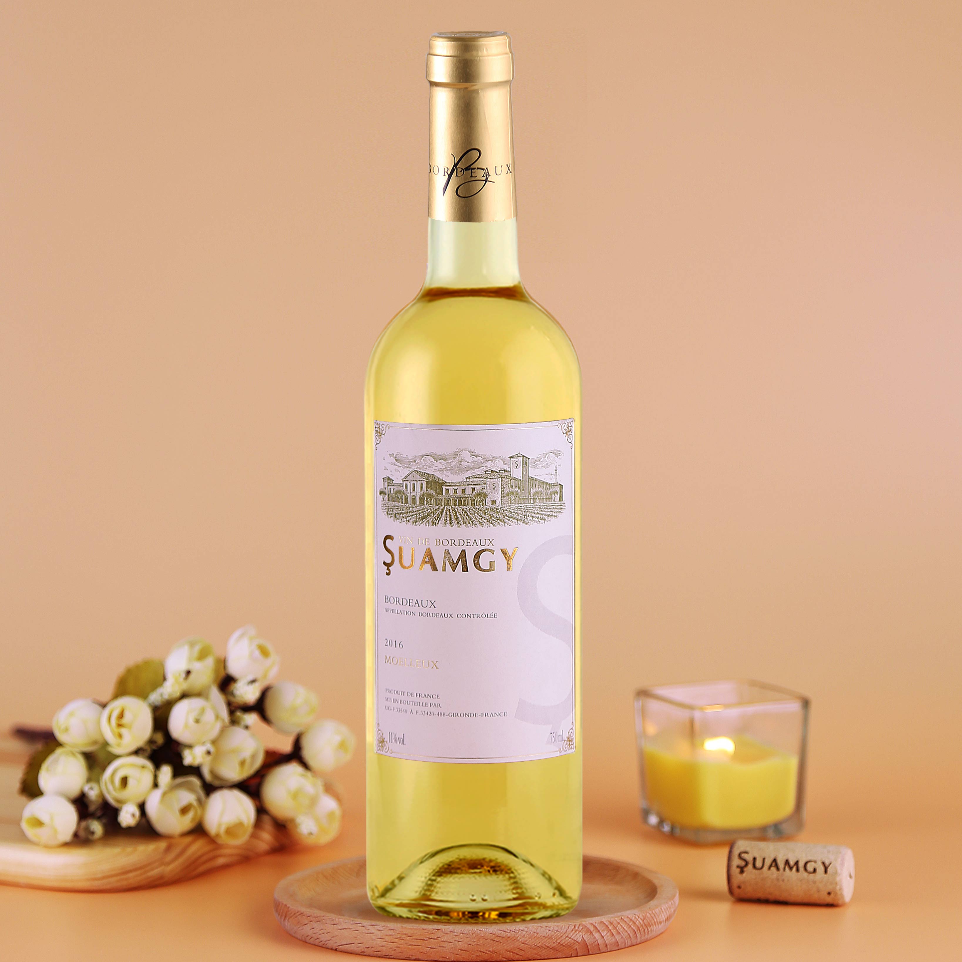 圣芝红酒 甜白葡萄酒法国波尔多原装原瓶进口AOC半甜型白葡萄酒
