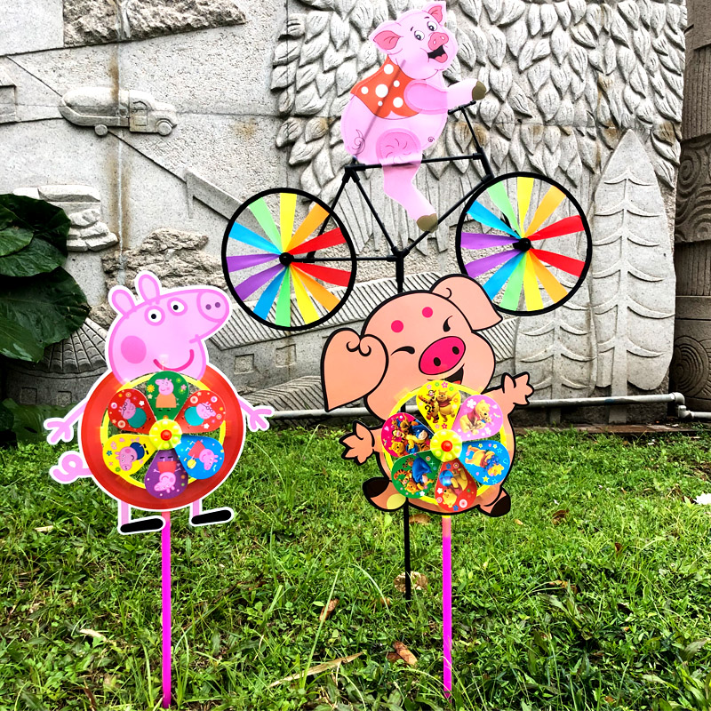 希宝猪年卡通猪造型风车六彩转盘动物五一景区装饰幼儿园儿童玩具