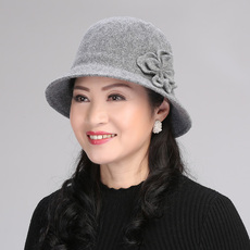 韩版女士秋冬季加厚羊毛呢盆帽花朵画家帽英伦保暖户外旅游帽子