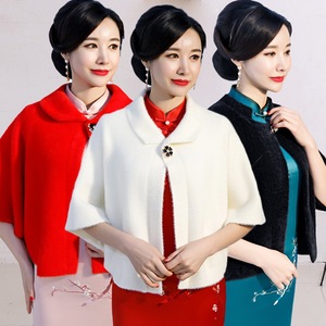 旗袍/span>外搭外套开衫水貂绒 span class=h>冬季/span>小披肩