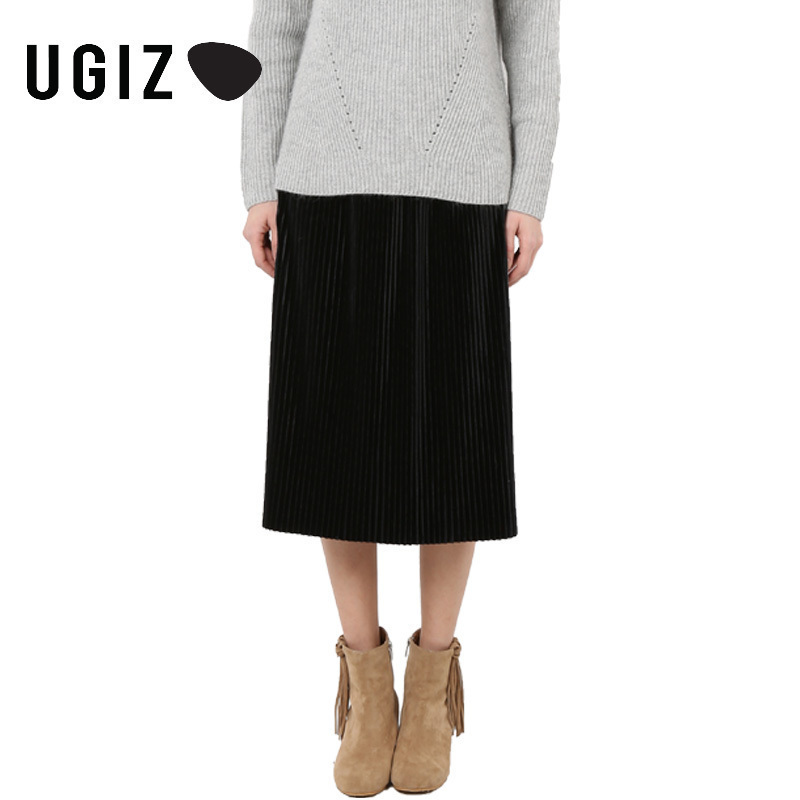 UGIZ冬季时尚休闲绒布气质个性半身裙UDKZ570A