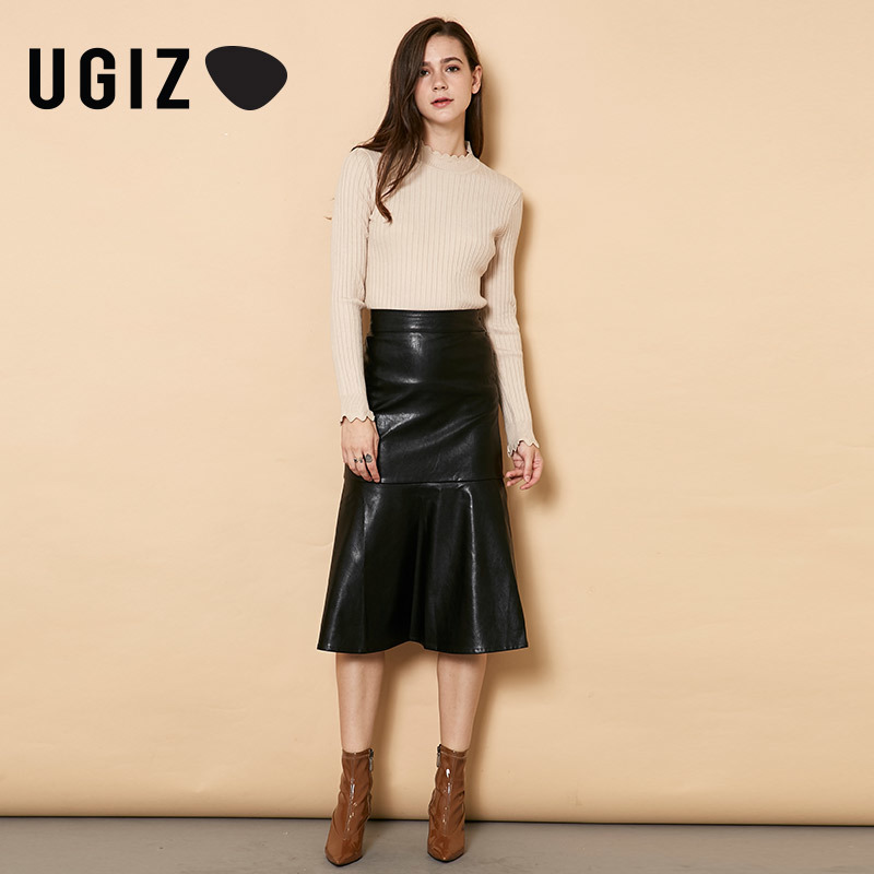 UGIZ2018年冬季新品女装鱼尾包臀纯色半身裙UDKB501-9