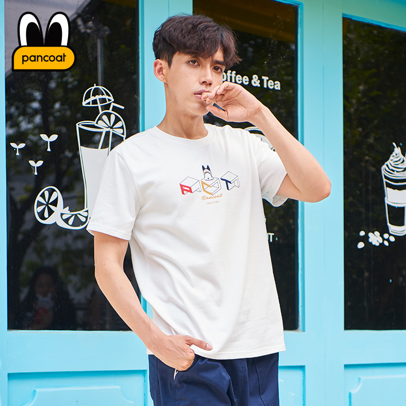 PANCOAT夏新品男款创意图案印花短袖T恤PCATE182125M