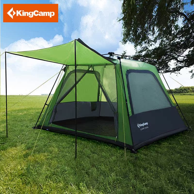 KingCamp康尔户外露营3-4多人全自动四方顶防雨大空间帐篷KT3096