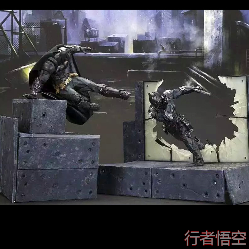 DC不义联盟蝙蝠侠阿甘骑士疯人院阿卡姆起源场景地台手办模型雕像