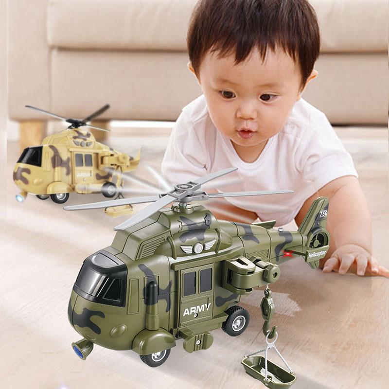 儿童讲故事音乐灯光仿真惯性军事运输机玩具0-6岁多功能直升机