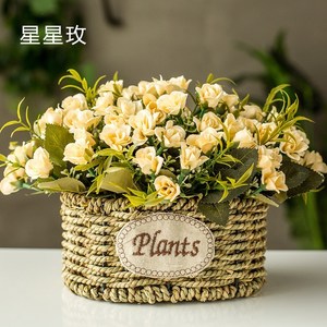 玫瑰花草编花篮价格