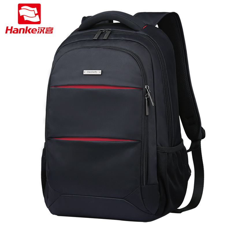 包休闲书包旅行包背包防泼水 商务黑配红1汉客(HANKE)电脑包 双肩