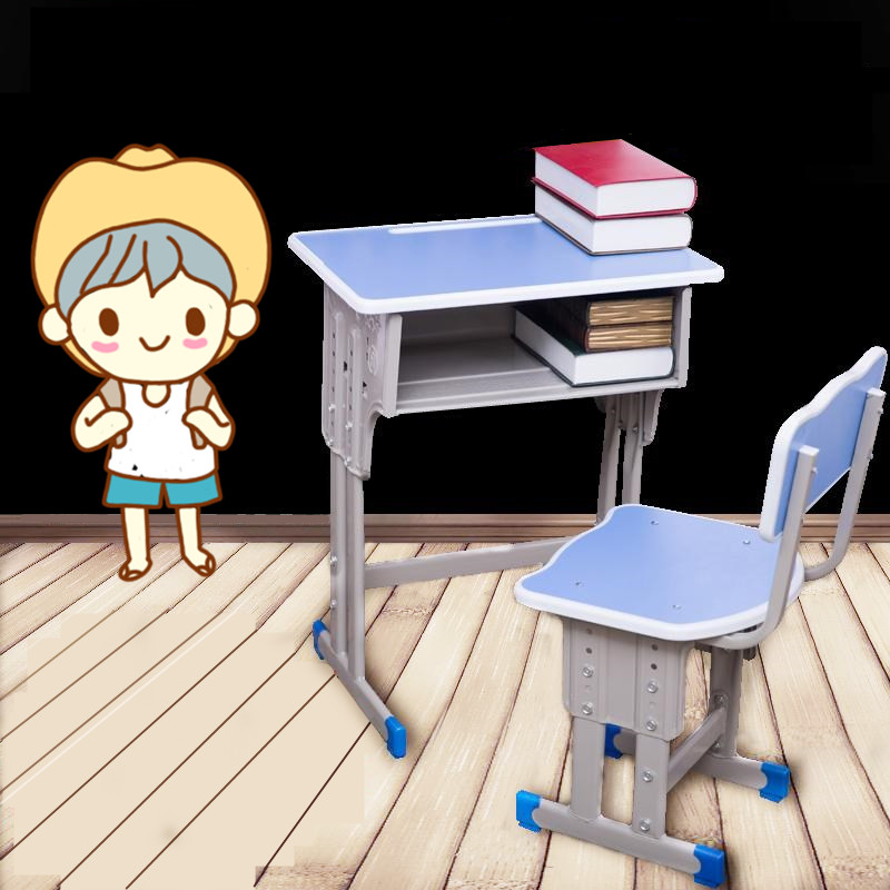 高中生耐用实用橡木色桌椅带抽屉双人大学课桌椅写字桌小学生