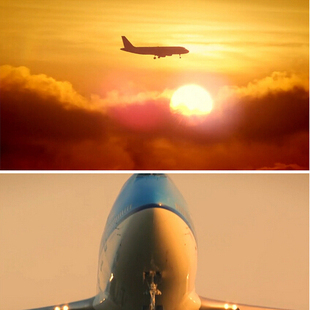 航空公司宣传片 夕阳天空 高清机场飞机起飞降落 实拍视频素材