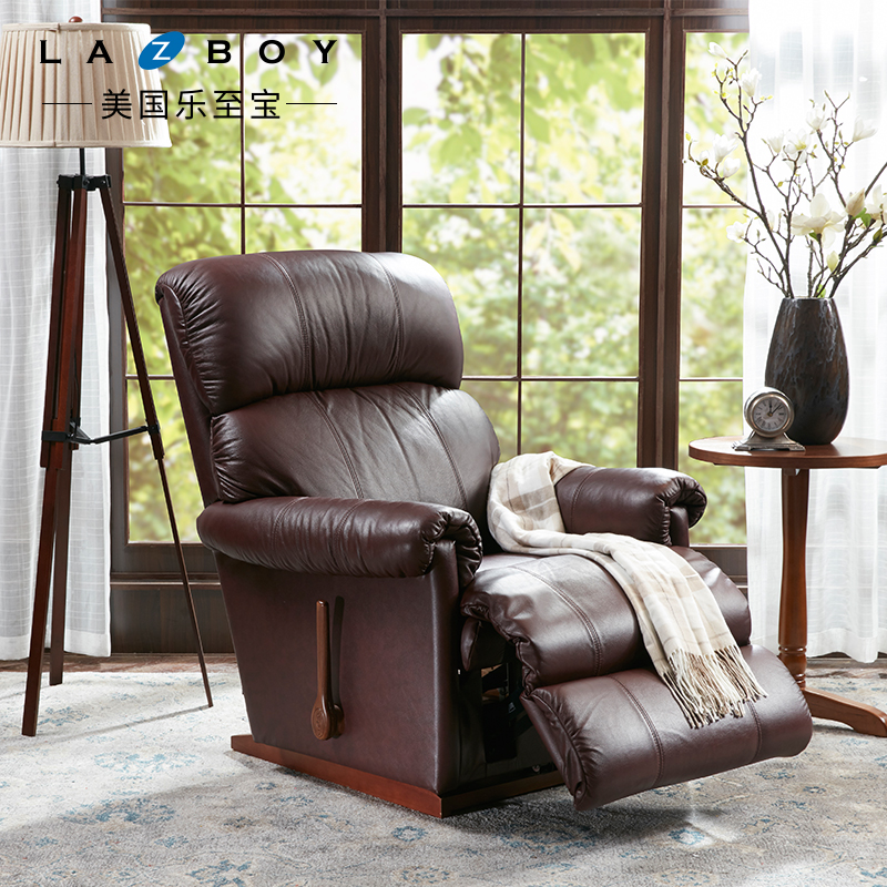 LAZBOY乐至宝进口功能沙发现代欧式简约小户型真皮休闲单人椅559