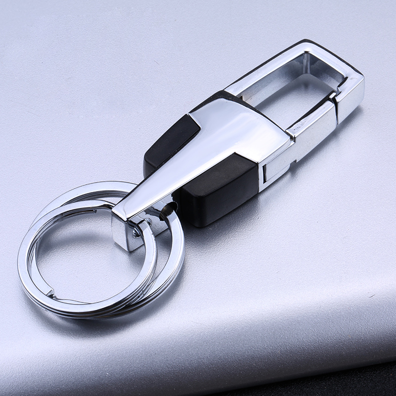 男士汽车钥匙扣金属定制钥匙圈广告礼品商务时尚双环钥匙圈刻字