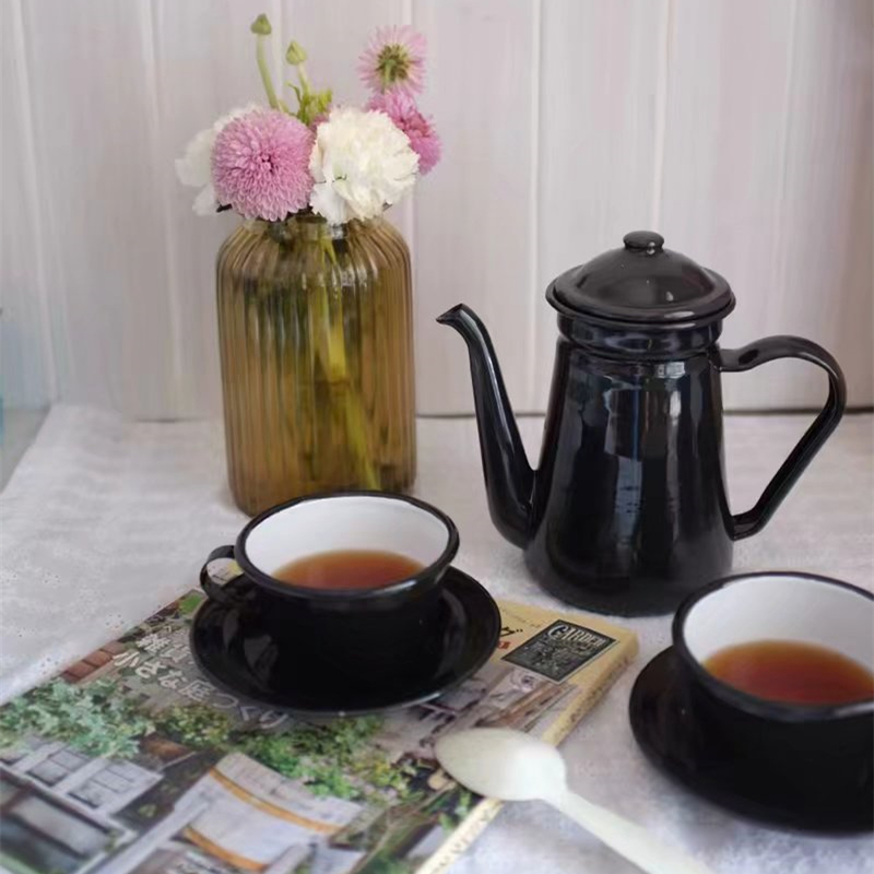 雜置社比利时搪瓷咖啡壶茶壶油壶欧洲乡村复古手冲壶咖啡杯套