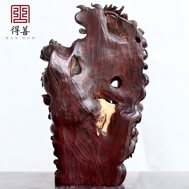 kl印度小叶紫檀降龙罗汉摆件木雕实木手工红木雕刻木制装饰工艺品