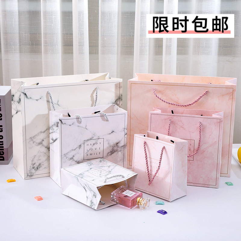 韩版小清新礼品袋大理石精美包装袋简约礼物袋子手提袋纸袋喜糖袋