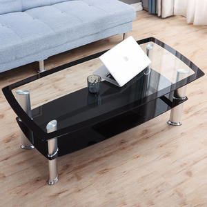 客厅钢化创意圆角茶几桌 简约玻璃茶几 小户型1.2米长方形小桌子
