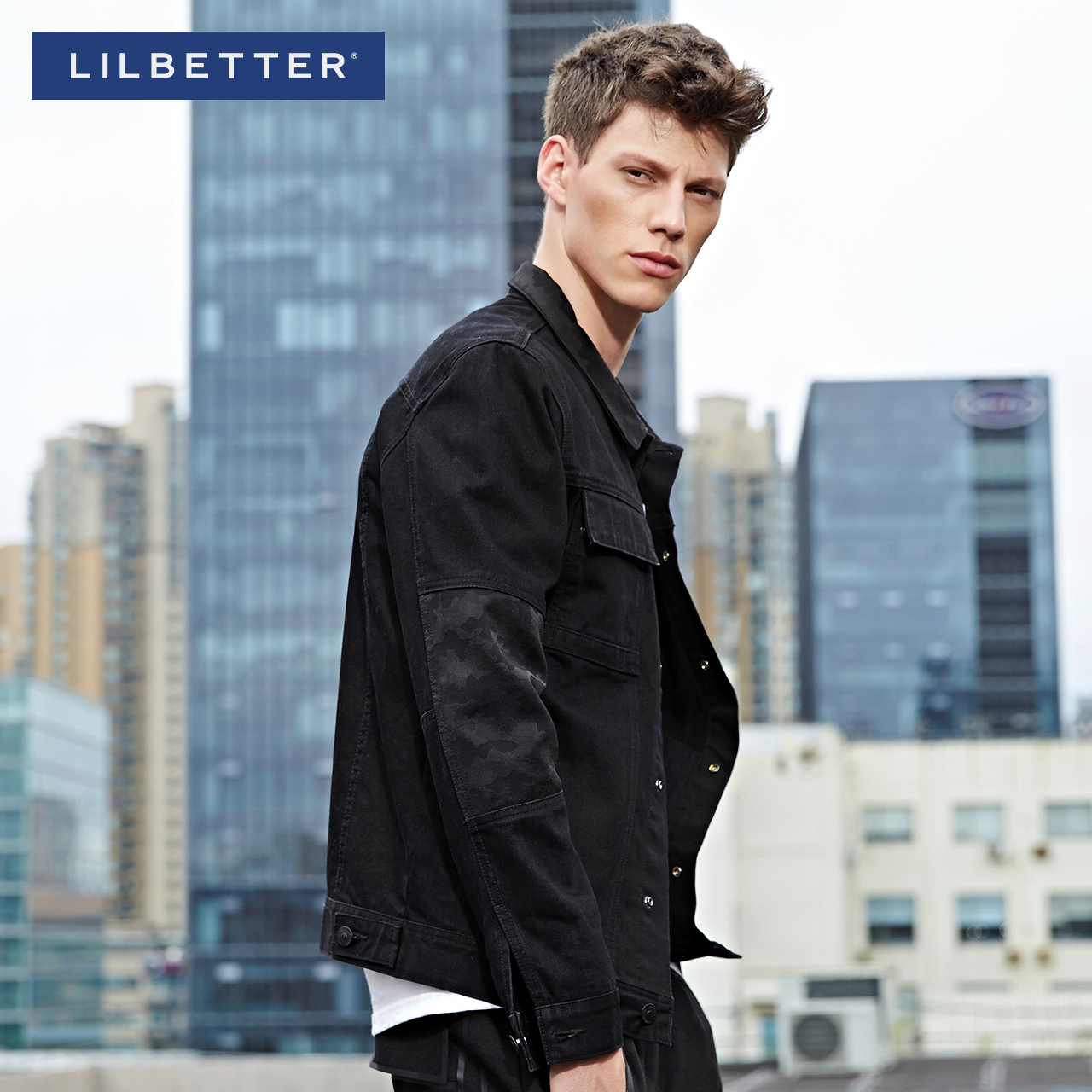 Lilbetter男士牛仔夹克 春装迷彩外衣韩版青年休闲潮流学生外套男