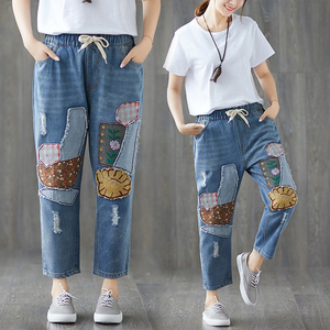 class=h>贴布 /span>绣花 span class=h>牛仔裤 /span>抽绳松紧腰破洞