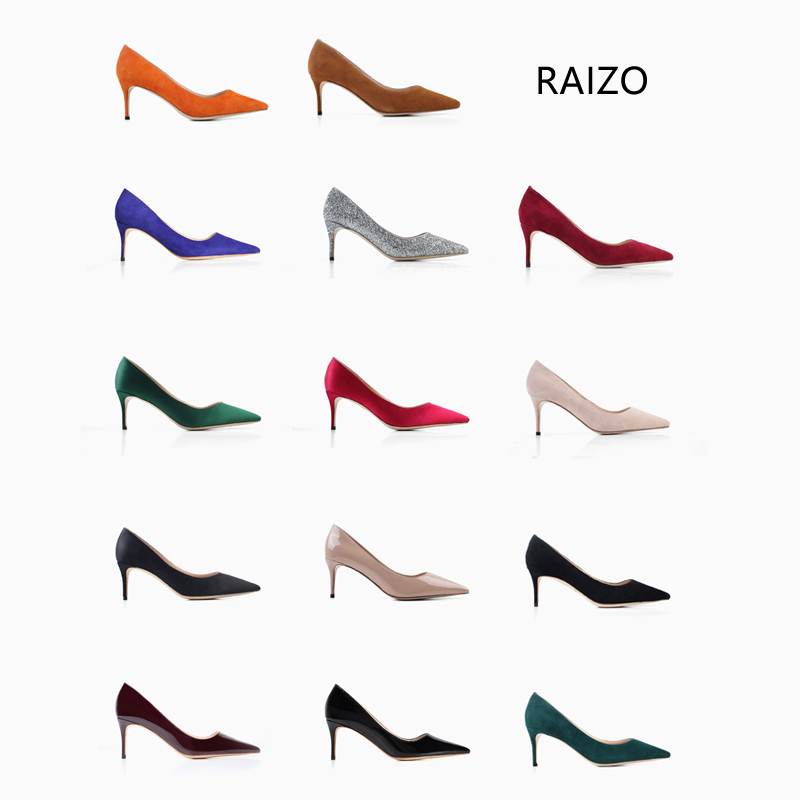 RAIZO 舒适高跟鞋细跟尖头性感女2019新款春季单鞋婚鞋春秋夏百搭
