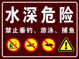 鱼塘水库水深危险警示提示警告安全标识 宣传告示标志牌铝板户外