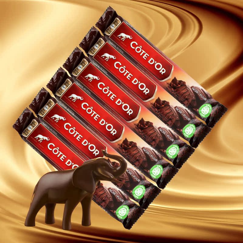 比利时进口巧克力 Cote D'or克特多金象纯味巧克力条47g*6
