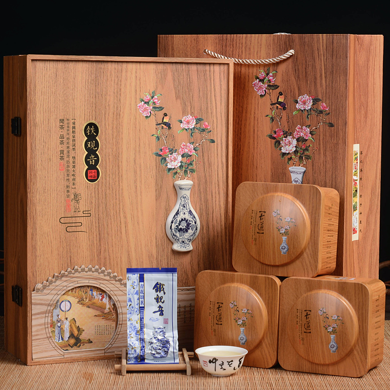 商务送礼品 新茶 铁观音 茶叶 礼盒装 兰花香 浓香型 木制 礼盒茶