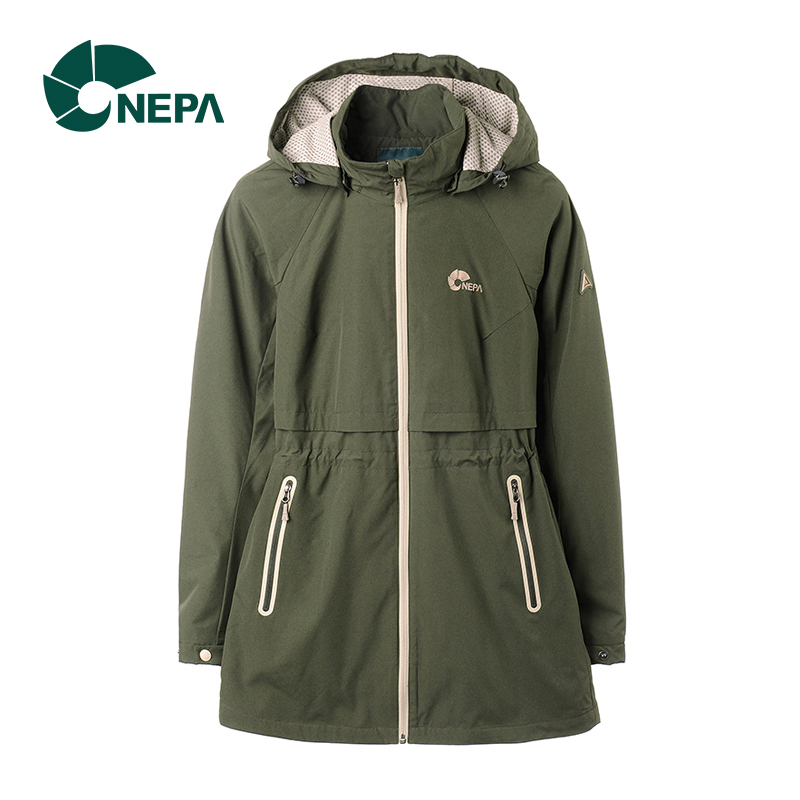 NEPA耐葩女款秋冬运动户外防风衣舒适可脱卸帽休闲夹克 7C60603