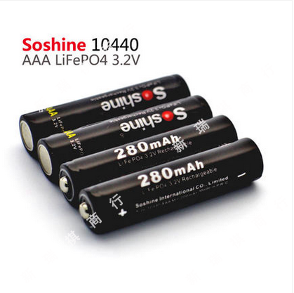 Soshine磷酸铁锂7号AAA电池电压3.2V低内阻10440高容量280MAH充电