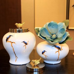 新中式创意家居样板间客厅餐厅装饰品摆件陶瓷花瓶储物罐摆设