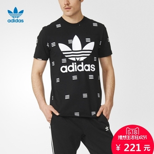 adidas 阿迪达斯 三叶草 男子 短袖T恤 黑 AZ1063短袖男