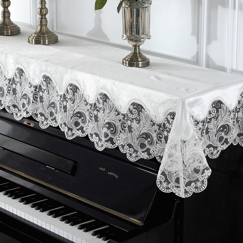 现代简约钢琴罩半罩韩国蕾丝钢琴布欧式钢琴套公主风白色钢琴全罩