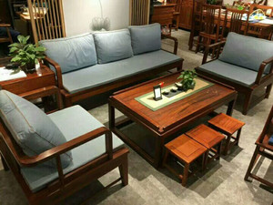 新中式沙发北欧风现代中式小户型刺猬紫檀实木红木办公室禅意简易