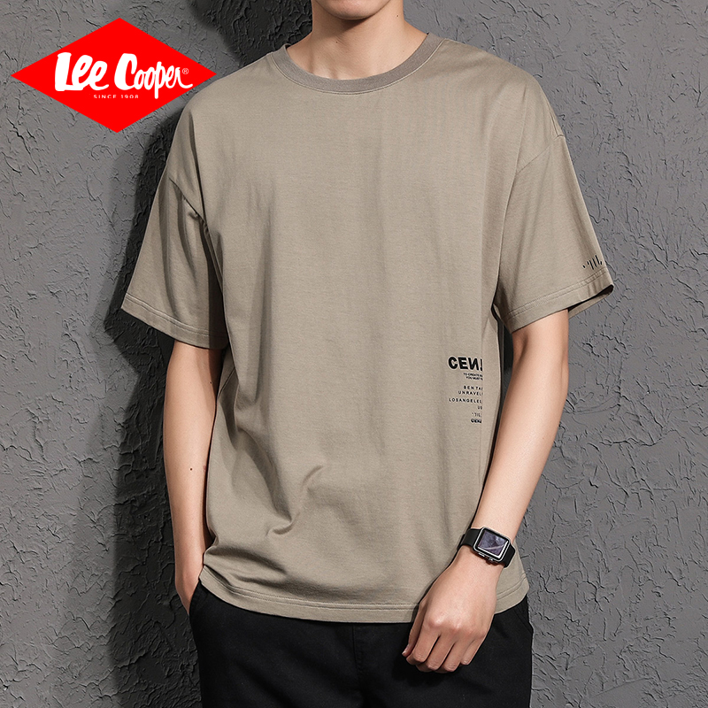 Lee Cooper夏季短袖T恤男圆领韩版潮流青年半袖百搭体恤男士上衣