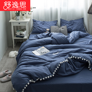 纯棉床单被罩四件套裸睡简约图片