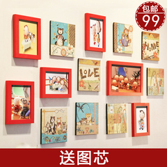 麦秋包邮装饰画实木照片墙无框画相片墙相框墙组合相框照片