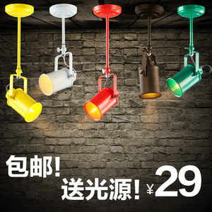 复古射灯导轨道灯具LED餐厅服装店工业风个性创意长杆聚光灯吸顶轨道灯