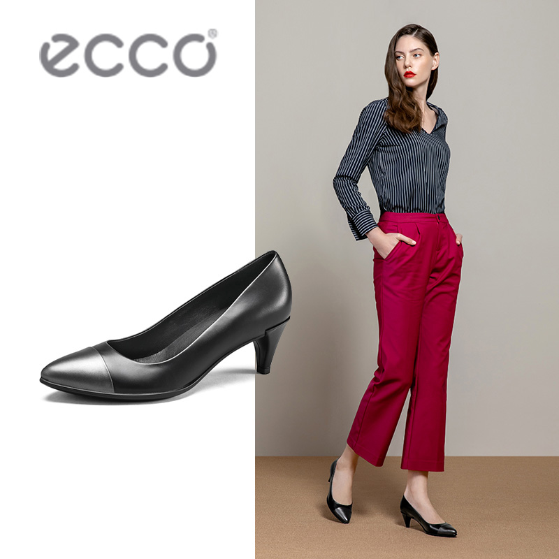 ECCO爱步女鞋2019新款春季 尖头单鞋女高跟鞋女 型塑45 S 264413