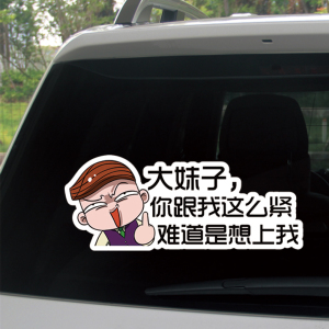汽车反光车贴大妹子大兄弟搞笑个性创意卡通内涵段子装饰改装贴纸