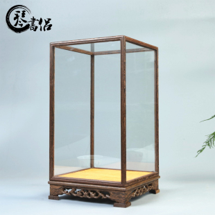 琴书侣红木工艺品玻璃罩防尘罩鸡翅木宝笼佛像底座工艺摆件佛龛罩