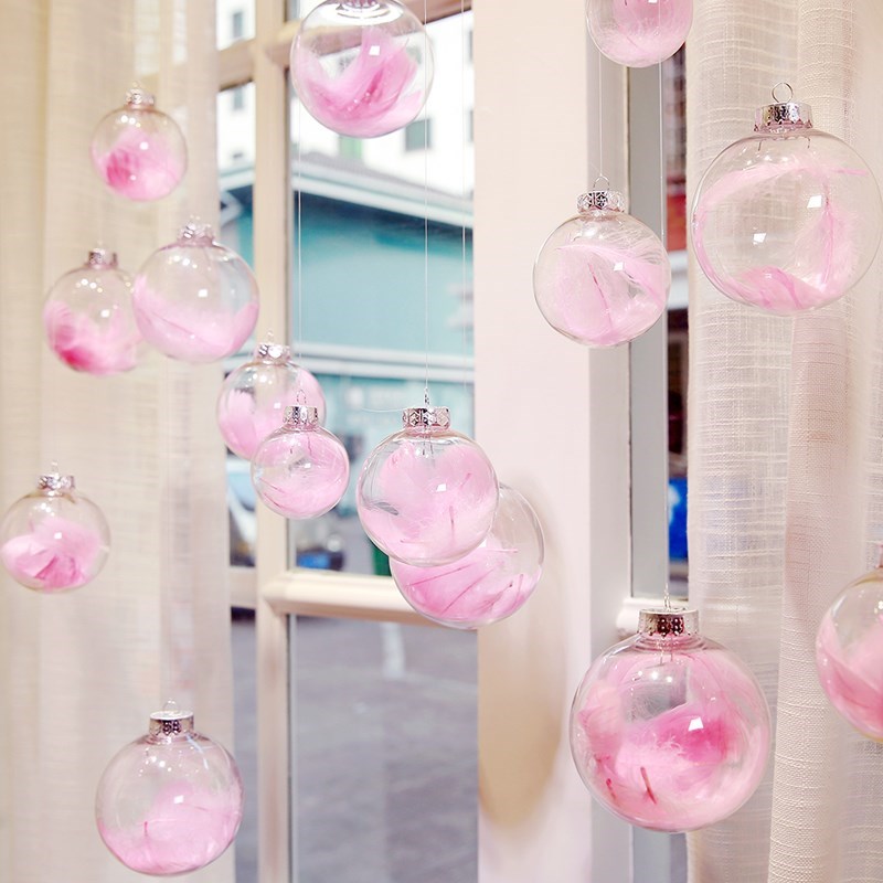 新品圣诞节装饰品吊球透明球空心球塑料圆球商场店铺吊顶布置吊饰