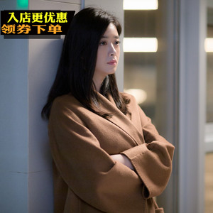 2017新款双面羊绒大衣女中长阿尔巴卡羊驼毛呢外套蒋欣同款樊胜美毛呢大衣